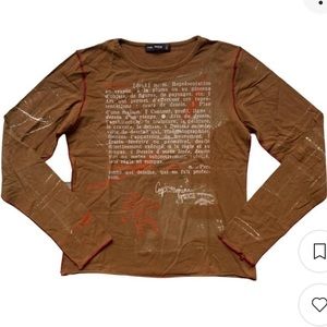Cop Copine Paris Long Sleeve Brown Top Size Small Fairycore